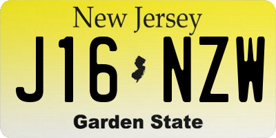 NJ license plate J16NZW