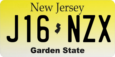 NJ license plate J16NZX