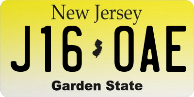 NJ license plate J16OAE