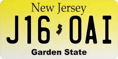 NJ license plate J16OAI