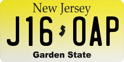 NJ license plate J16OAP