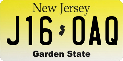 NJ license plate J16OAQ