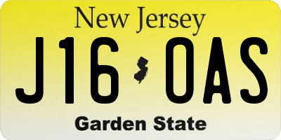 NJ license plate J16OAS