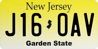 NJ license plate J16OAV