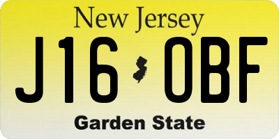 NJ license plate J16OBF