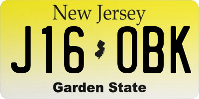 NJ license plate J16OBK