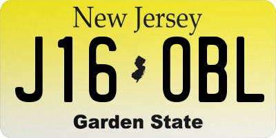 NJ license plate J16OBL