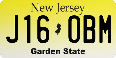 NJ license plate J16OBM