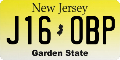 NJ license plate J16OBP