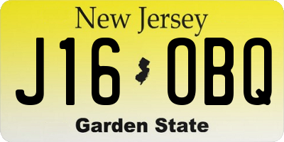 NJ license plate J16OBQ