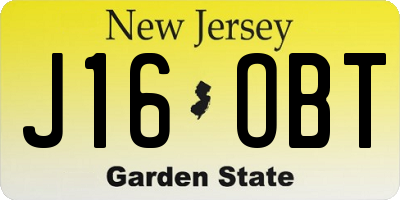 NJ license plate J16OBT