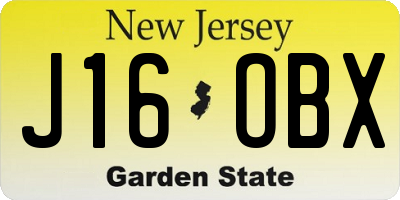 NJ license plate J16OBX