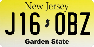 NJ license plate J16OBZ