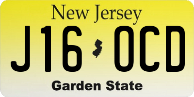 NJ license plate J16OCD