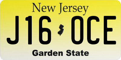 NJ license plate J16OCE