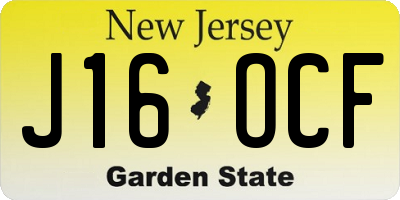 NJ license plate J16OCF
