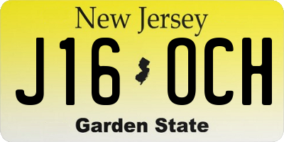 NJ license plate J16OCH