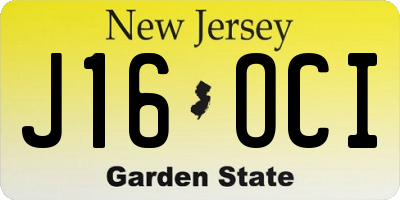 NJ license plate J16OCI