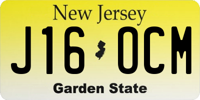 NJ license plate J16OCM