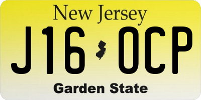 NJ license plate J16OCP