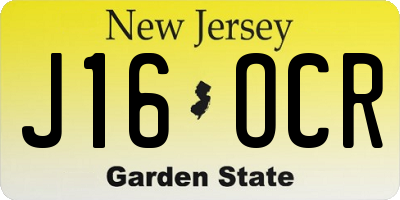 NJ license plate J16OCR