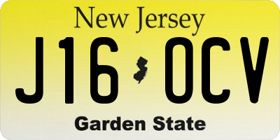 NJ license plate J16OCV