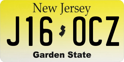 NJ license plate J16OCZ