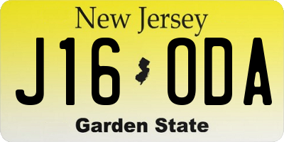 NJ license plate J16ODA