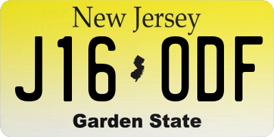 NJ license plate J16ODF