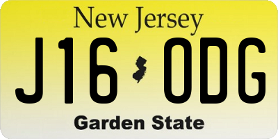NJ license plate J16ODG