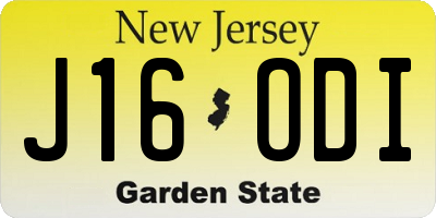 NJ license plate J16ODI