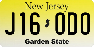 NJ license plate J16ODO