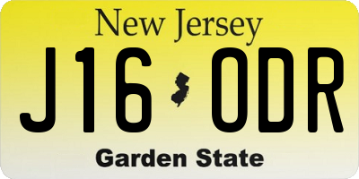 NJ license plate J16ODR