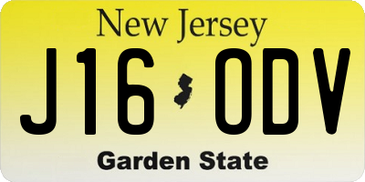 NJ license plate J16ODV