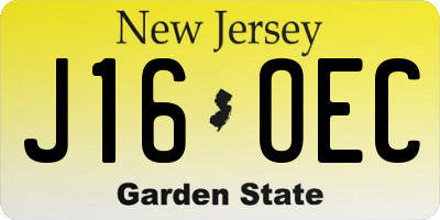 NJ license plate J16OEC