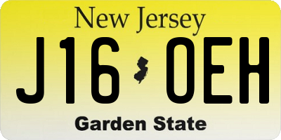 NJ license plate J16OEH