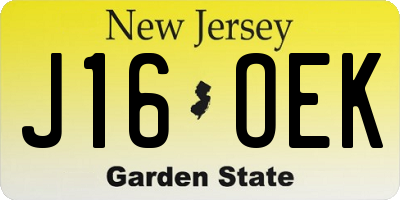 NJ license plate J16OEK