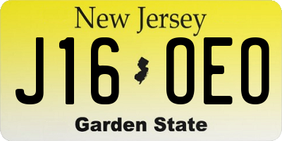 NJ license plate J16OEO