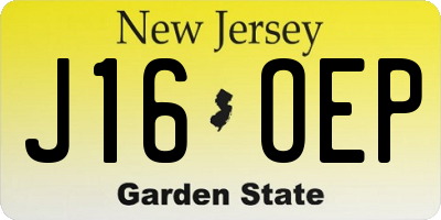 NJ license plate J16OEP