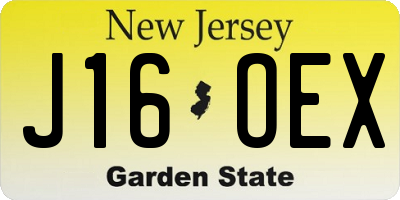 NJ license plate J16OEX