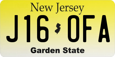 NJ license plate J16OFA