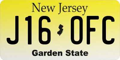 NJ license plate J16OFC
