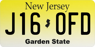 NJ license plate J16OFD