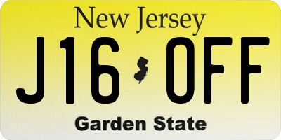 NJ license plate J16OFF