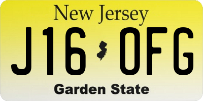 NJ license plate J16OFG