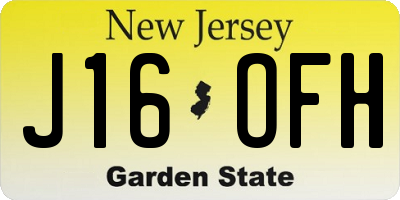 NJ license plate J16OFH