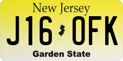 NJ license plate J16OFK