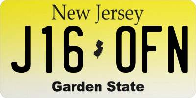 NJ license plate J16OFN