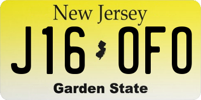 NJ license plate J16OFO