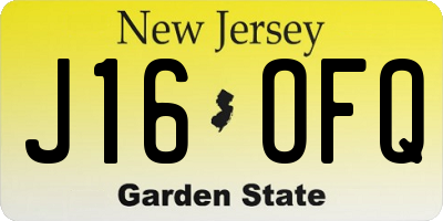 NJ license plate J16OFQ